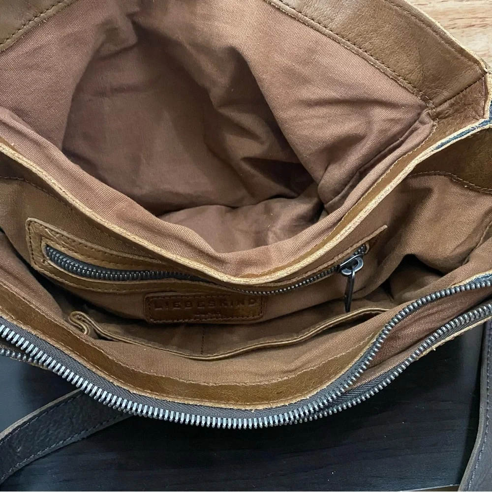 LIEBESKIND Berlin “Olivia” Two-tone Brown/Gray Flap Messenger Bag
